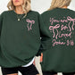 You Are So Loved Sweatshirt, Christian Bible Verse Sweatshirt, Valentines Day Coquette Front and Back printed Sweater, Valentine Day Gifts