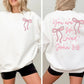 You Are So Loved Sweatshirt, Christian Bible Verse Sweatshirt, Valentines Day Coquette Front and Back printed Sweater, Valentine Day Gifts