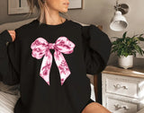 Valentines Day Coquette Bow Sweatshirt, Retro Valentines Day Crewneck Sweater, Heart Bow Valentines Day Sweater for Women, Valentine Gifts