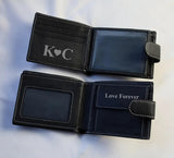 Custom Engraved Black Leather Wallet, Personalised Men's Monogrammed Wallet, Groomsmen Bifold Leather Wallet, Valentine's Day Gift for Him