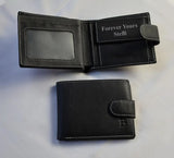 Custom Engraved Black Leather Wallet, Personalised Men's Monogrammed Wallet, Groomsmen Bifold Leather Wallet, Valentine's Day Gift for Him
