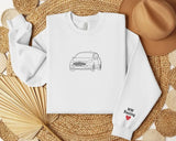 Personalised Embroidered Car Hoodie, Valentines Day Gift for Boyfriend, Custom Photo Line Art Sketch Jumper, Birthday Gifts for Car Lovers