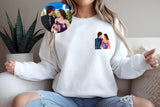 Personalised Couple Photo Portrait Sweatshirt, Custom Faceless Drawing Sketch Printed Sweater, Couple Matching VDay Jumper, Valentine Gifts