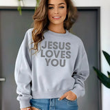 Jesus Loves You Valentine Sweatshirt, Religious Faith Puff Printed Sweatshirt, Christian Embossed Crewneck Sweater, Valentines Gift for Her