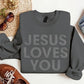 Jesus Loves You Valentine Sweatshirt, Religious Faith Puff Printed Sweatshirt, Christian Embossed Crewneck Sweater, Valentines Gift for Her