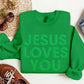 Jesus Loves You Valentine Sweatshirt, Religious Faith Puff Printed Sweatshirt, Christian Embossed Crewneck Sweater, Valentines Gift for Her