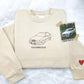 Personalised Embroidered Car Hoodie, Valentines Day Gift for Boyfriend, Custom Photo Line Art Sketch Jumper, Birthday Gifts for Car Lovers
