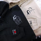 Embroidered Photo Portrait Hoodie, Personalised Outline Couple Matching Hoody, Custom Initials With Heart on Sleeve, Valentines Gift for Him