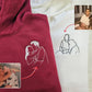Embroidered Photo Portrait Hoodie, Personalised Outline Couple Matching Hoody, Custom Initials With Heart on Sleeve, Valentines Gift for Him