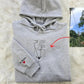 Embroidered Photo Portrait Hoodie, Personalised Outline Couple Matching Hoody, Custom Initials With Heart on Sleeve, Valentines Gift for Him