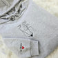 Embroidered Photo Portrait Hoodie, Personalised Outline Couple Matching Hoody, Custom Initials With Heart on Sleeve, Valentines Gift for Him