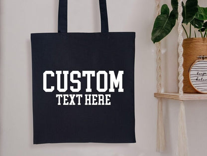 Personalised Tote Bags, Custom Text or Name Printed Totes, Cotton Canvas Shopping Bags, Bachelorette Party Gift for Her, Mother's Day Gifts