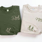 Matching Mom and Dad Embroidered Sweatshirt, Personalised Mom Dad Sweater, Kids Name on Sleeve Mama Jumper, Dad Crewneck, Mother's Day Gifts