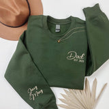 Matching Mom and Dad Embroidered Sweatshirt, Personalised Mom Dad Sweater, Kids Name on Sleeve Mama Jumper, Dad Crewneck, Mother's Day Gifts