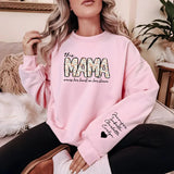 Personalised Mama Crewneck Sweatshirt, Custom Kids Name on Sleeve Sweater, Floral Mama Printed Mother Day Jumper, Mothers Day Gift for Mom