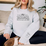 This Mama Wears Her Heart On Her Sleeve Sweater, Mom Sweatshirt Mother's Day Jumpers, Mom Crewneck Sweaters, Mothers Day Gifts