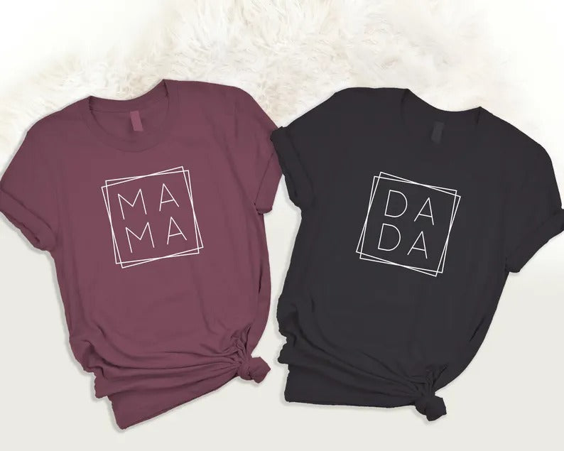 Mama Dada Shirts, Mom Dad Matching Crewneck Shirts, Mommy Funny Printed Tees, Mother's Day Gift, Family Outfits, Gift for Mother's Day