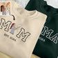 Embroidered Mom Photo Portrait Sweatshirt, Personalised Sketch from Picture Mother's Day Sweater, Custom Mom Name Jumper, Mother's Day Gifts