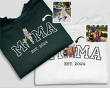Embroidered Mom Photo Portrait Sweatshirt, Personalised Sketch from Picture Mother's Day Sweater, Custom Mom Name Jumper, Mother's Day Gifts