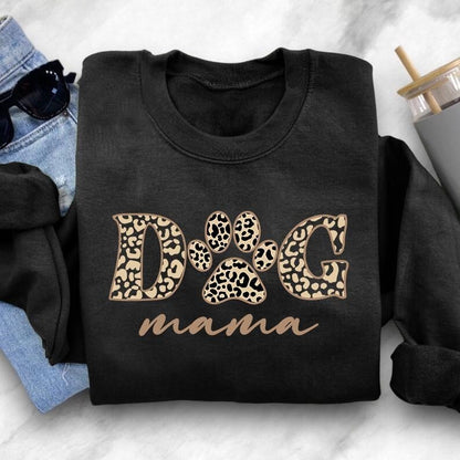 Dog Mama Sweatshirt, Dog Mom Crewneck for Her, Dog Paw Leopard Art Printed Sweater, Gift for Dog Lovers, Mama Sweatshirt, Mother's Day Gifts