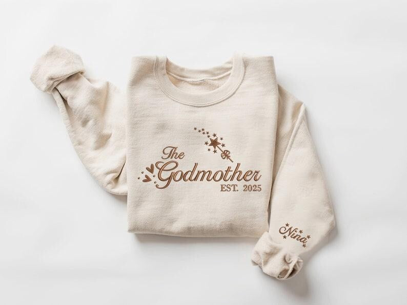 Embroidered Godmother Sweatshirt, Custom Godmama with Kids Names Sweaters, Godmother Proposal Crewnecks, Godmama Gifts, Mother's Day Gifts
