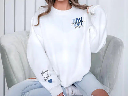Personalised Boy Mama Sweater, Custom Mama Of Boys Sweatshirt With Kids Names on Sleeve, Mom Printed Jumper, New Mom Gifts, Mothers Day Gift