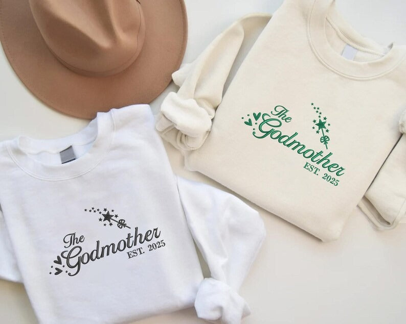 Embroidered Godmother Sweatshirt, Custom Godmama with Kids Names Sweaters, Godmother Proposal Crewnecks, Godmama Gifts, Mother's Day Gifts