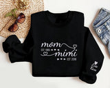 Personalised Mom Grandma Sweatshirt, Embroidered Kids Name on Sleeve Sweater, Pregnancy Announcement Jumper, Custom Est Date Mother Day Gift