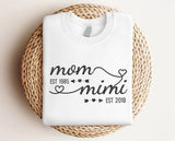 Personalised Mom Grandma Sweatshirt, Embroidered Kids Name on Sleeve Sweater, Pregnancy Announcement Jumper, Custom Est Date Mother Day Gift