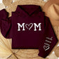 Personalised Mom Hoodie, Custom Mummy Kids name on Sleeve Hoodie, Minimalist Mom Sweatshirt, Heart Printed Mommy Jumper, Mother's Day Gifts