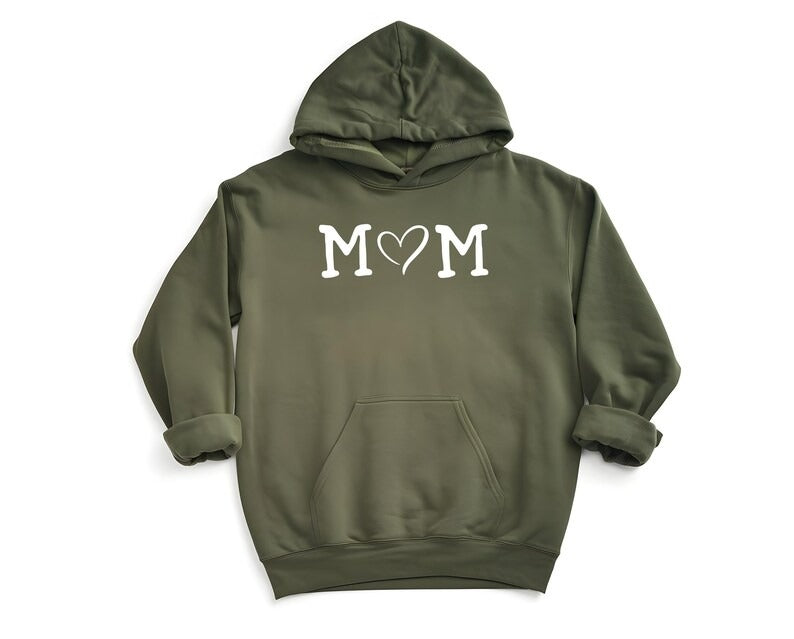 Personalised Mom Hoodie, Custom Mummy Kids name on Sleeve Hoodie, Minimalist Mom Sweatshirt, Heart Printed Mommy Jumper, Mother's Day Gifts