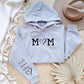Personalised Mom Hoodie, Custom Mummy Kids name on Sleeve Hoodie, Minimalist Mom Sweatshirt, Heart Printed Mommy Jumper, Mother's Day Gifts