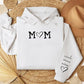 Personalised Mom Hoodie, Custom Mummy Kids name on Sleeve Hoodie, Minimalist Mom Sweatshirt, Heart Printed Mommy Jumper, Mother's Day Gifts