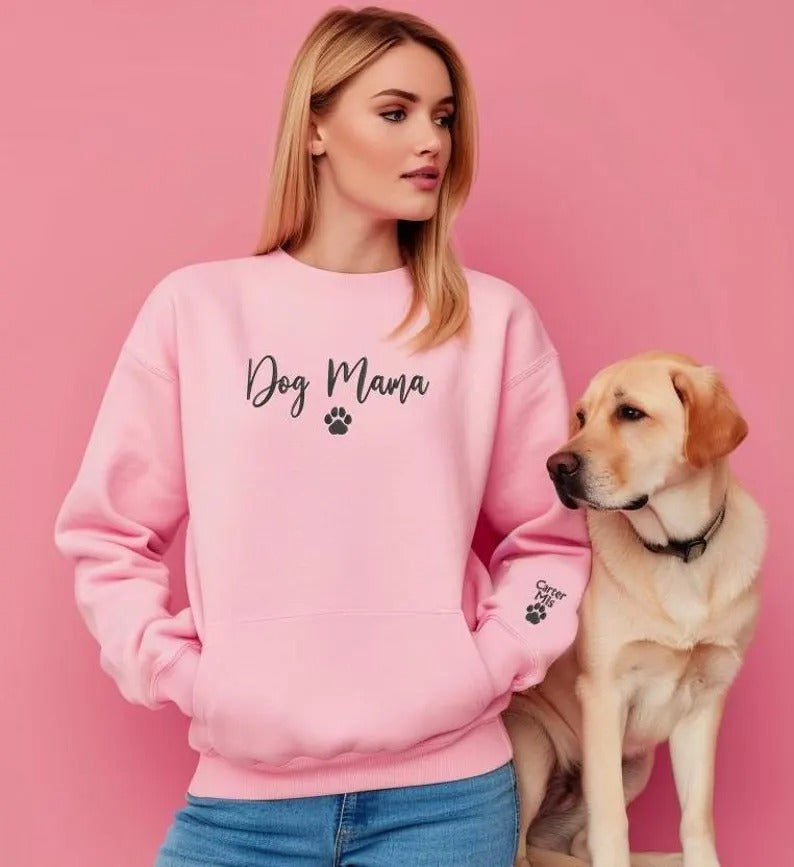 Embroidered Dog Mama Sweatshirt, Personalised Dog Mama Mothers Day Crewneck, Custom Dog Lovers Mama Jumpers, Mothers Day Gifts, Momma Gifts