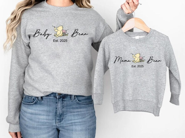 Personalised Mama and Mini Sweatshirt, Family Matching Crewneck Sweater, Custom Mom & Child Printed Jumper, Twinning Apparel, New Baby Gift