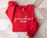 Personalised Grandma Sweatshirt, Custom Est Date Crewneck Sweater, Grandma Heart Printed Jumper, Minimalist Mummy Sweater, Mothers Day Gifts