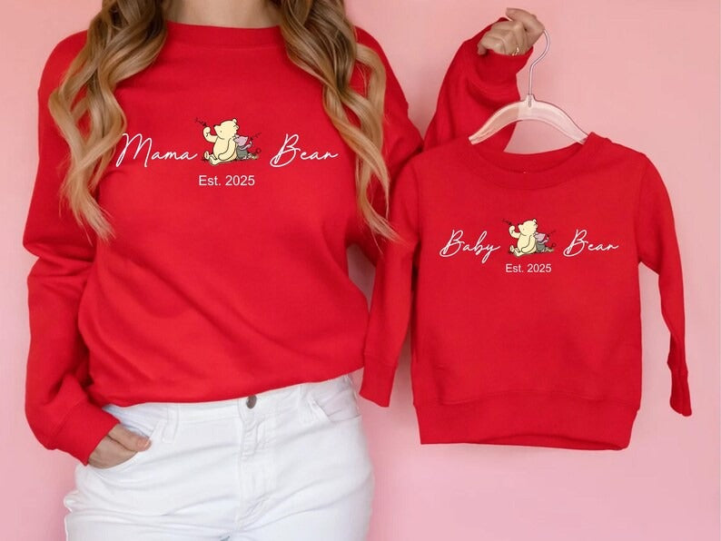 Personalised Mama and Mini Sweatshirt, Family Matching Crewneck Sweater, Custom Mom & Child Printed Jumper, Twinning Apparel, New Baby Gift