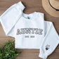 Custom Auntie Crewneck Sweatshirt, Embroidered Kids Name on Sleeve Sweater, Personalised Aunty Est Date Jumper, Mother Day Gift for New Aunt