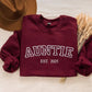Custom Auntie Crewneck Sweatshirt, Embroidered Kids Name on Sleeve Sweater, Personalised Aunty Est Date Jumper, Mother Day Gift for New Aunt