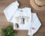 Embroidered Wifey Hubby Sweatshirt, Custom Portrait from Photo Sweater, Personalised Est Date Couple Matching Jumper, Newlywed Couple Gifts