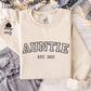 Custom Auntie Crewneck Sweatshirt, Embroidered Kids Name on Sleeve Sweater, Personalised Aunty Est Date Jumper, Mother Day Gift for New Aunt