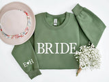 Personalised Puff Printed Bride Sweatshirt, Custom Embossed Bride To Be Sweater, Future Mrs Engagement Crewneck Jumper, Bridal Shower Gifts