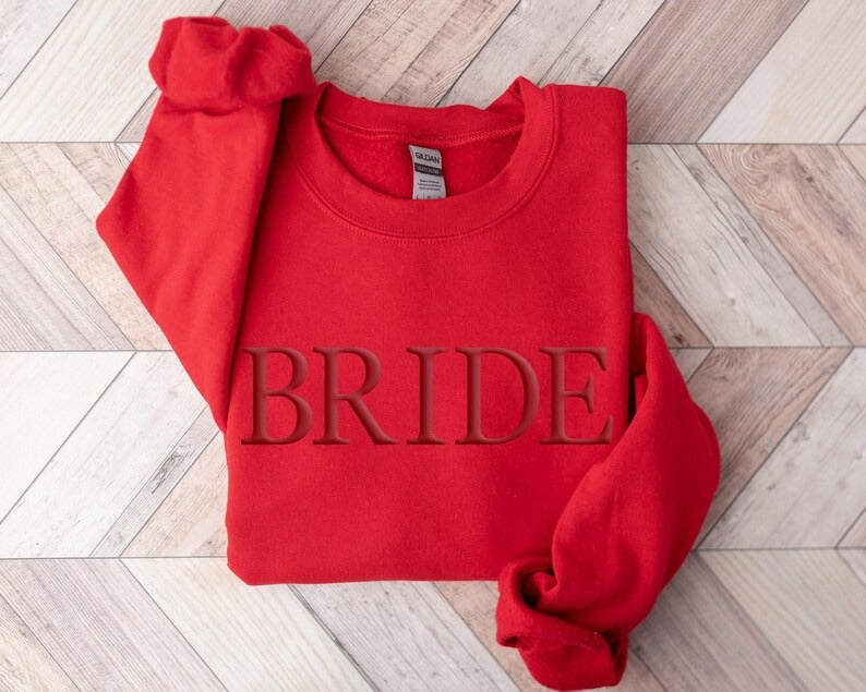 Personalised Puff Printed Bride Sweatshirt, Custom Embossed Bride To Be Sweater, Future Mrs Engagement Crewneck Jumper, Bridal Shower Gifts