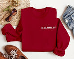 Personalised Roman Numeral Puff Printed Sweater, Custom Sleeve Initials Embossed Sweater, Couple Matching Crewneck Jumper, Anniversary Gifts