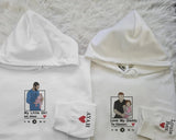 Personalised Portrait Photo Dad Hoodie, Embroidered Sketch from Picture Hooded Sweater, Album Cover Custom Sketch Jumper, Father's Day Gifts