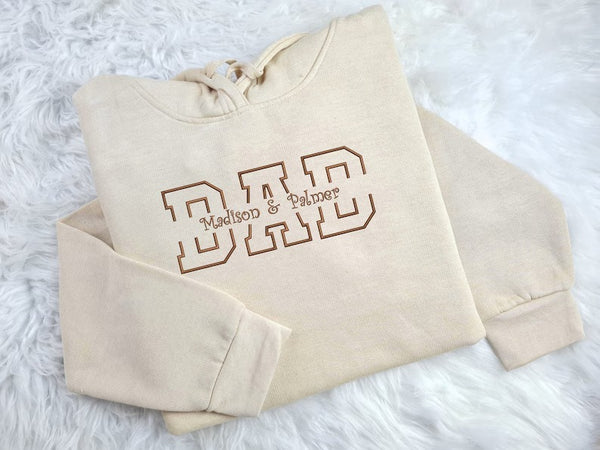 Personalised Dad Hoodie, Custom Embroidered Kids Names on Chest Hoody, Special Dad Pullover Unisex Jumper, Father's Day Outfit, Gift for Dad
