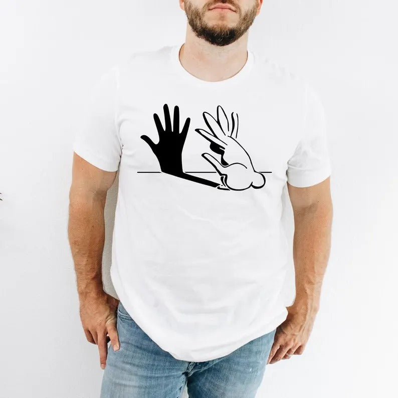 Rabbit Hand Shadow Art T-Shirt, Funny Easter Bunny Lover Shirt, Animal Shadow Puppet Tee Tops, Unique Easter Shirt, Cute Rabbit Lover Gifts