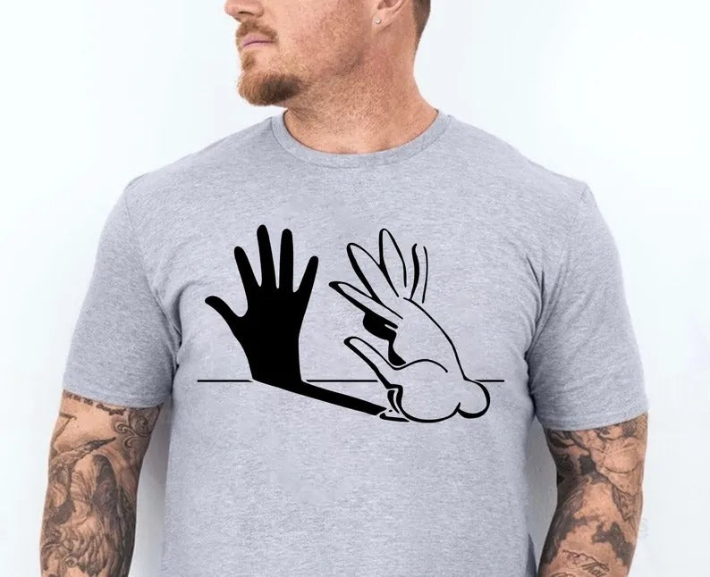Rabbit Hand Shadow Art T-Shirt, Funny Easter Bunny Lover Shirt, Animal Shadow Puppet Tee Tops, Unique Easter Shirt, Cute Rabbit Lover Gifts