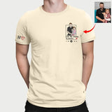 Personalised Dad Portrait Photo T Shirt, Embroidered Sketch Shirt with Song Album, Custom Matching initials Tops, Fathers Day Gift for Daddy