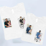 Personalised Dad Portrait Photo T Shirt, Embroidered Sketch Shirt with Song Album, Custom Matching initials Tops, Fathers Day Gift for Daddy